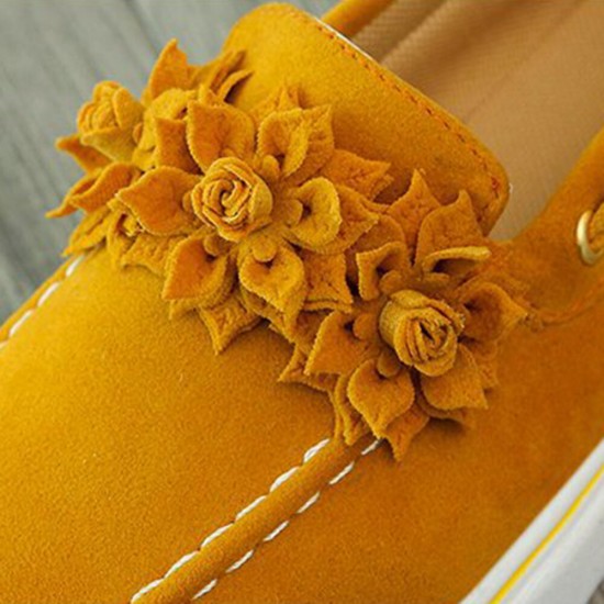 Women Suede Flower Comfy Lining Simple Solid Casual Loafers Shoes