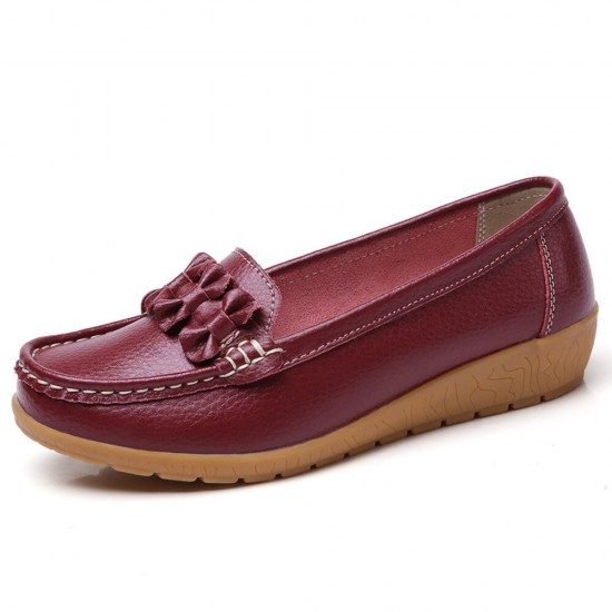 Women Bowknot Stitching Decor Comfy Slip Resistant Casual Loafers