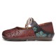 Retro Hollow Floral Soft Sole Knot Round Toe Ankle Strap Flat Shoes