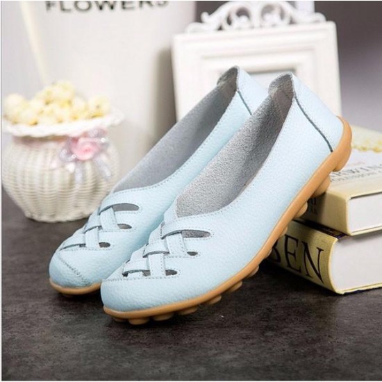 Large Size Colorful Slip On Hollow Out Round Toe Flat Loafers