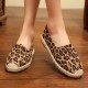 Women Leopard Printing Comfy Lightweight Casual Slip On Espadrille Flats