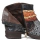 Printed Outdoor Woven Rope Splicing Side-zip Round Toe Block Heel Ankle Boots