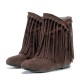 Plus Size Women Casual Suede Tassel Increased Heel Short Boots