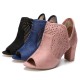 LOSTISY Women Hollow Out Peep Toe Slip On Causal High Heel Office Pumps