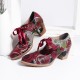 Super Comfy Bloom Rose Stitching Lace Up Casual Dress Leather Pumps For Women