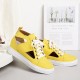 Women Canvas Cut Out Wearable Hidden Increase Casual Flat Shoes